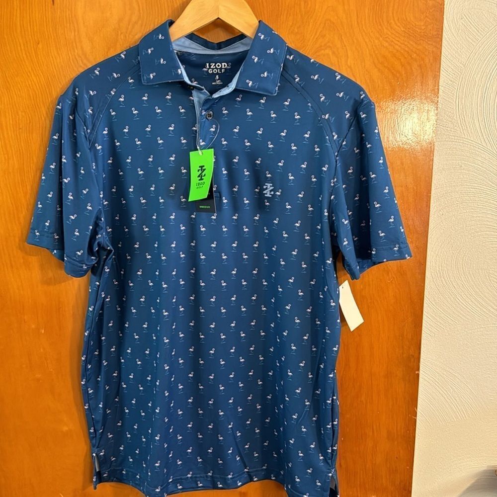Pink Flamingo Polo Shirt Mens Small Izod Golf